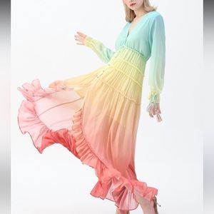 Chicwish vacay paradise gradient v-neck maxi dress